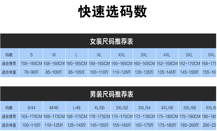 男女西服套裝尺碼對照表 